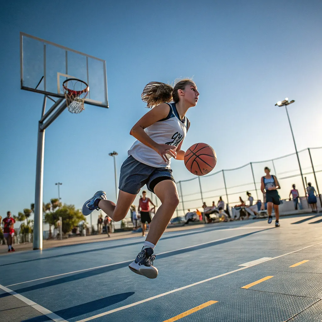 Emily on the basketball court